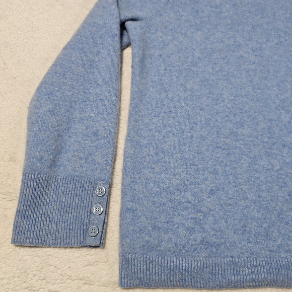 Talbots Soft Blue Cashmere Sweater Button Cuff - Picture 10 of 12